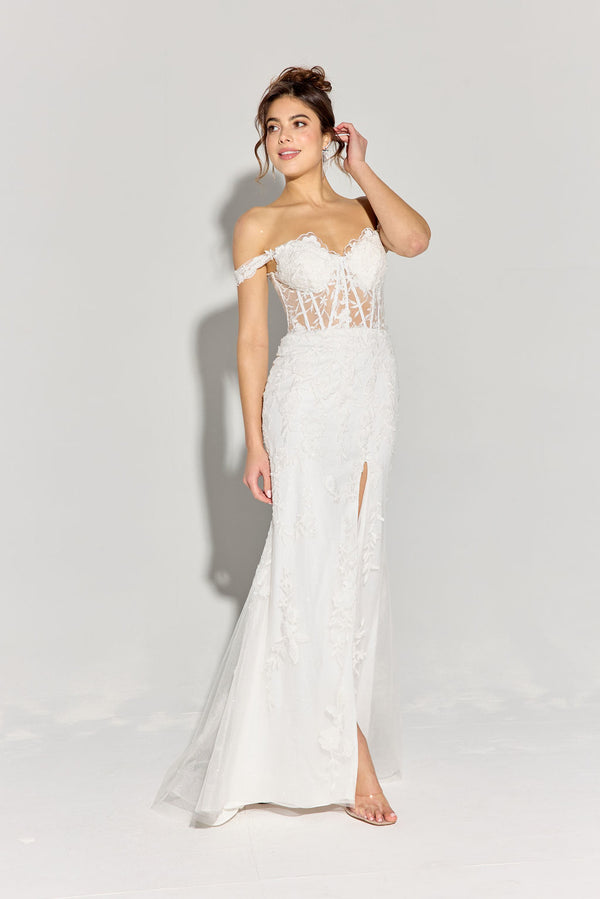 Long Sequin Floral Bridal Wedding Dress Eureka Fashion EK181