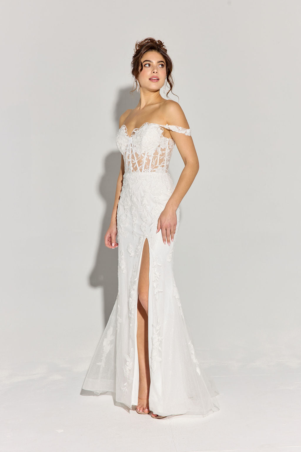Wedding Dresses Long Sequin Floral Bridal Wedding Dress Eureka Fashion EK181 White