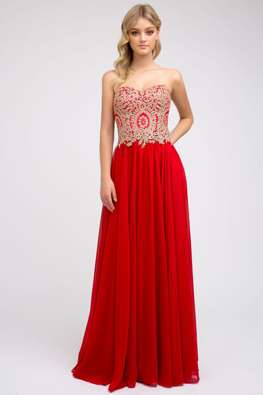 Juliet 608 A Line Long Applique Formal Prom Dress