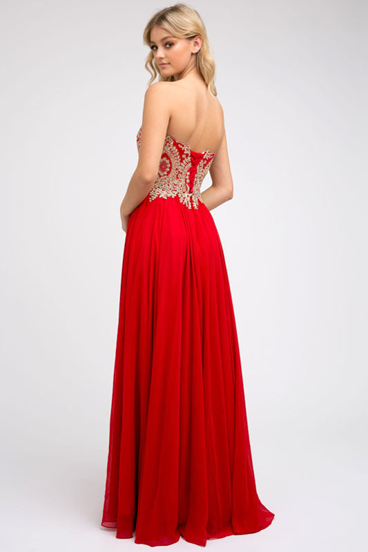 Juliet 608 A Line Long Applique Formal Prom Dress