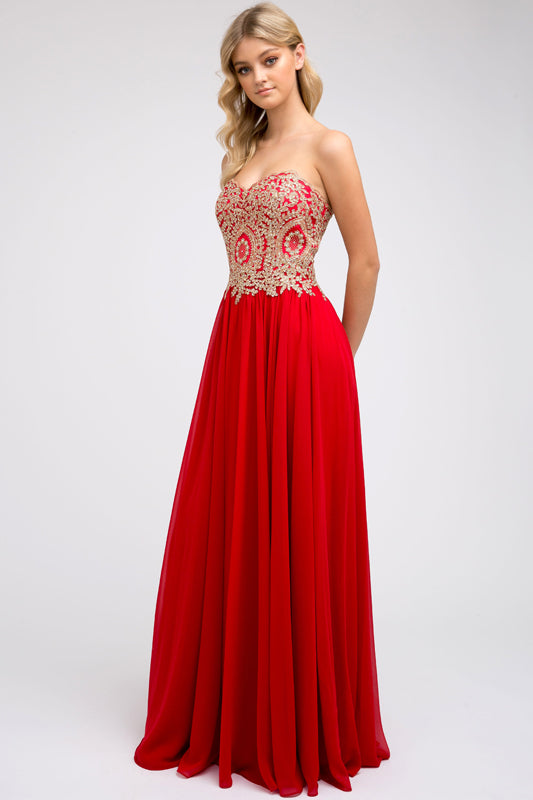 Juliet 608 A Line Long Applique Formal Prom Dress