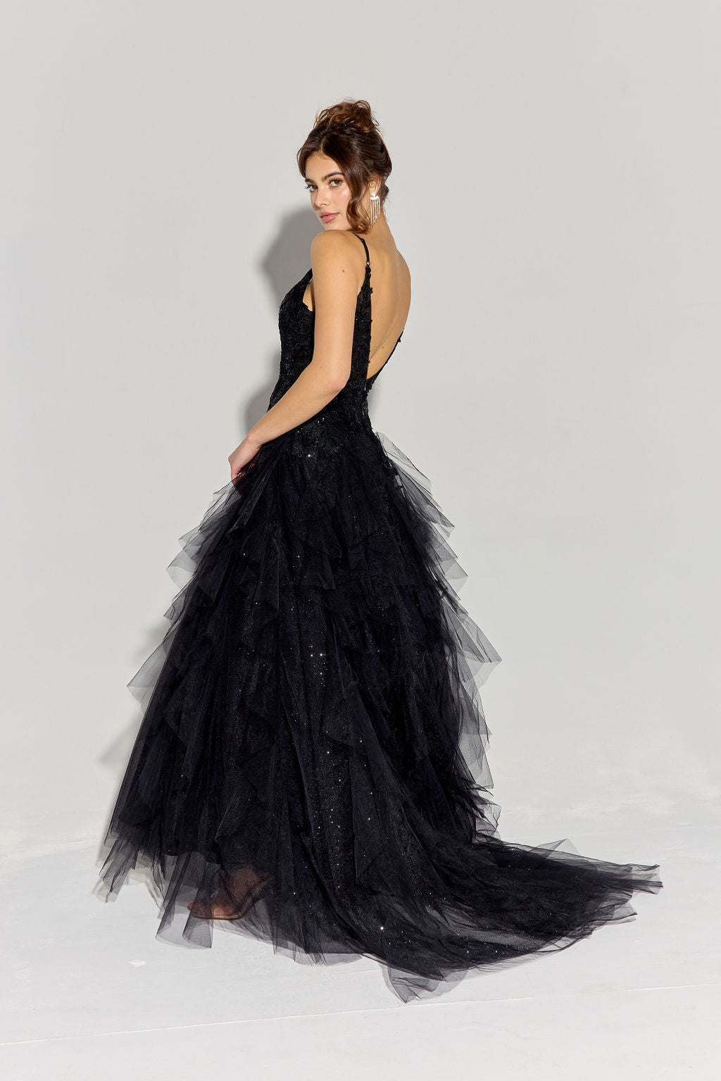 Prom Dresses Long Formal Floral Applique Lace Prom Dress Eureka Fashion EK188 Black