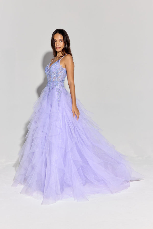 Long Formal Floral Applique Lace Prom Dress Eureka Fashion EK188