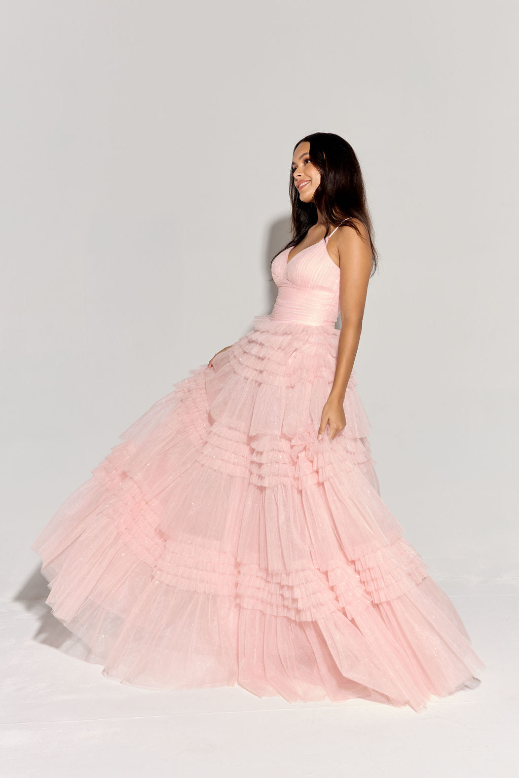 Prom Dresses Formal Ruffle A Line Long Prom Dress Eureka Fashion 9888 Blush
