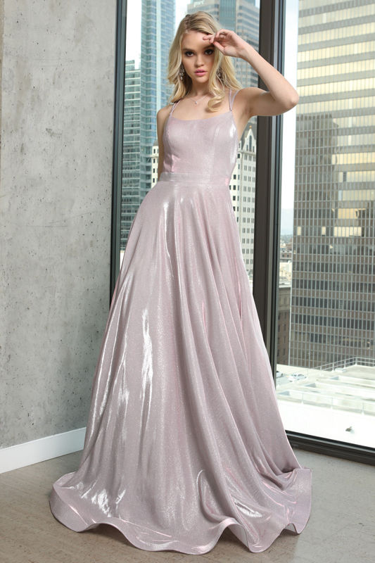 Mauve Square Floor-Length Shimmer Dress with A-Line Skirt Formal Gown Juliet 203