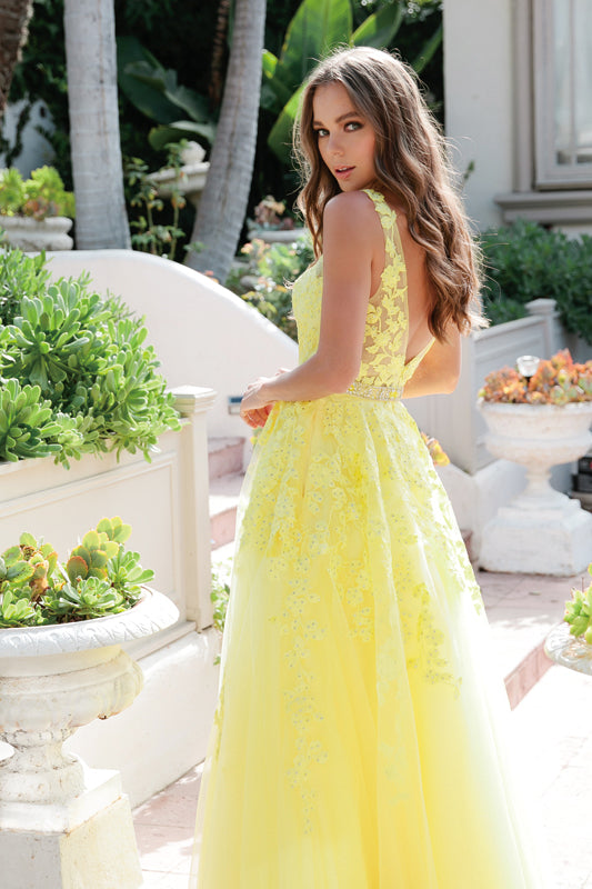 Juliet JT224 Ball Gown Long Formal Floral Prom Dress