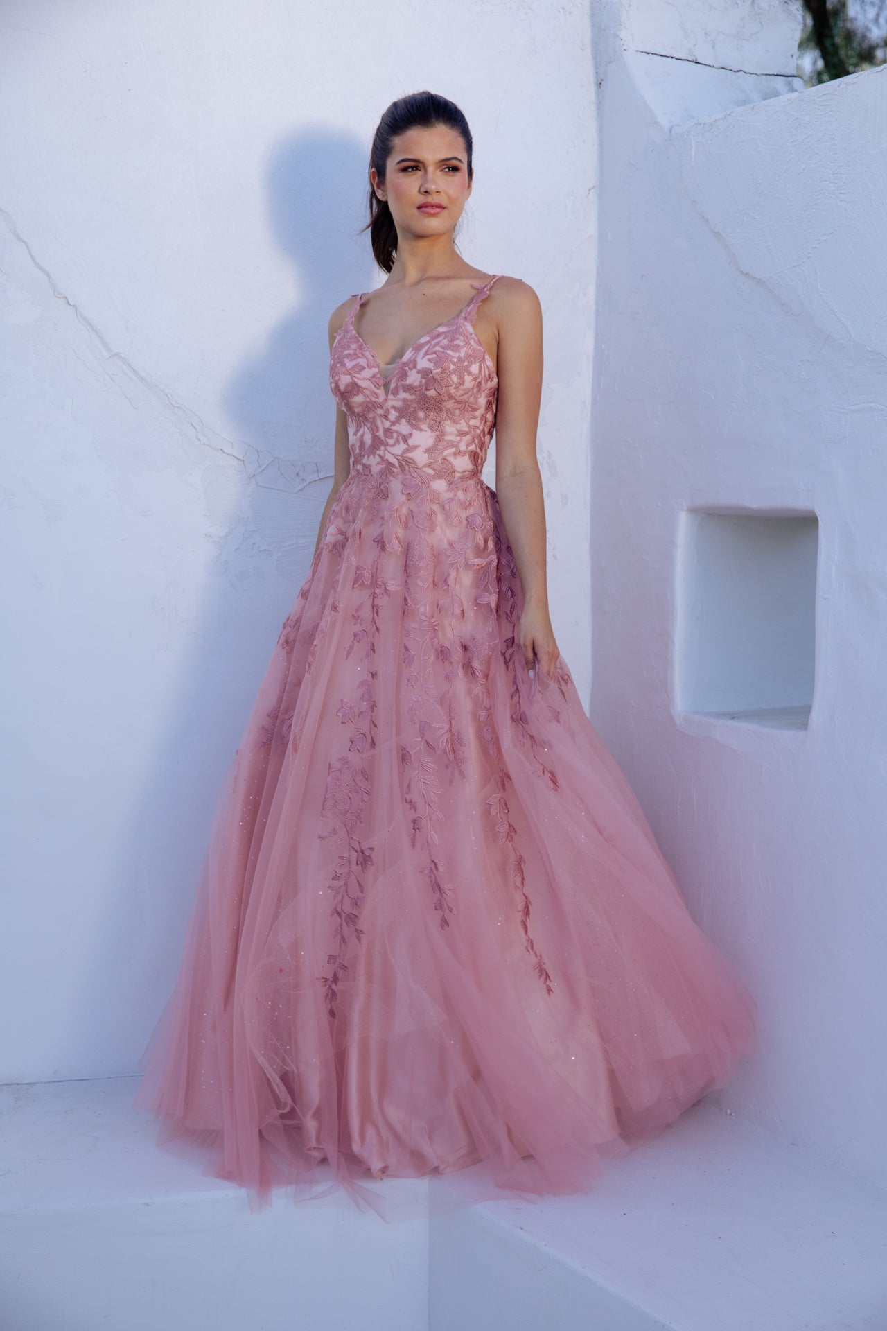 Prom Dresses Formal Glitter A Line Long Prom Dress Eureka Fashion 9858 Dusty Rose
