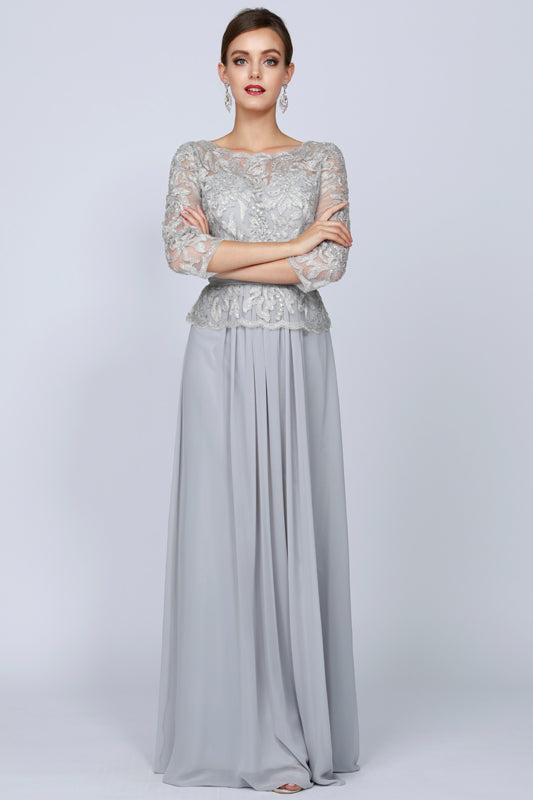 Mother of the Bride Dresses Beaded Formal Long Mother of the Bride Dress Silver