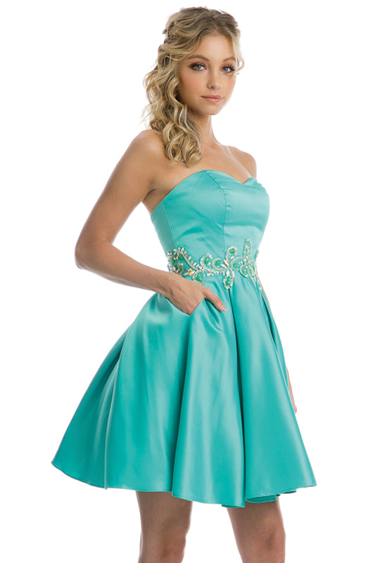 Juliet 769 Mini Short Beaded Applique Cocktail Dress