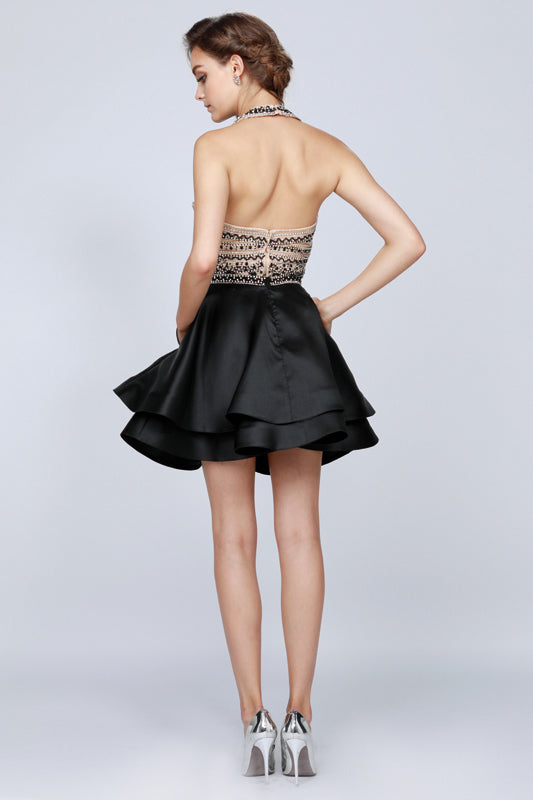 Juliet 777 Short Cocktail Two Piece Beaded Layered Dress
