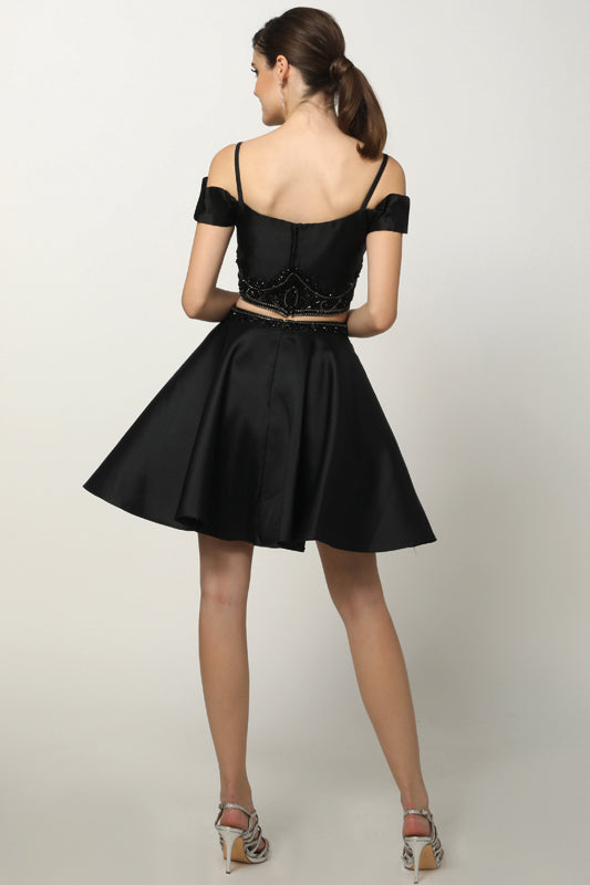 Homecoming Dresses Two Piece Short Homecoming Cocktail Dress Black