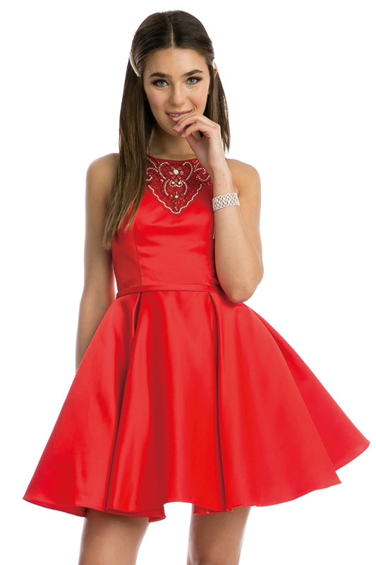 Juliet 794 A Line Short Cocktail Homecoming Beaded Dress