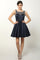 Homecoming Dresses Short Pleated A Line Homecoming Beaded Cocktail Dress Navy Blue