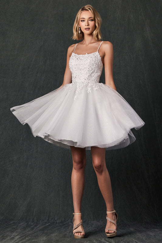 Juliet 860W Short Floral Applique Wedding Dress