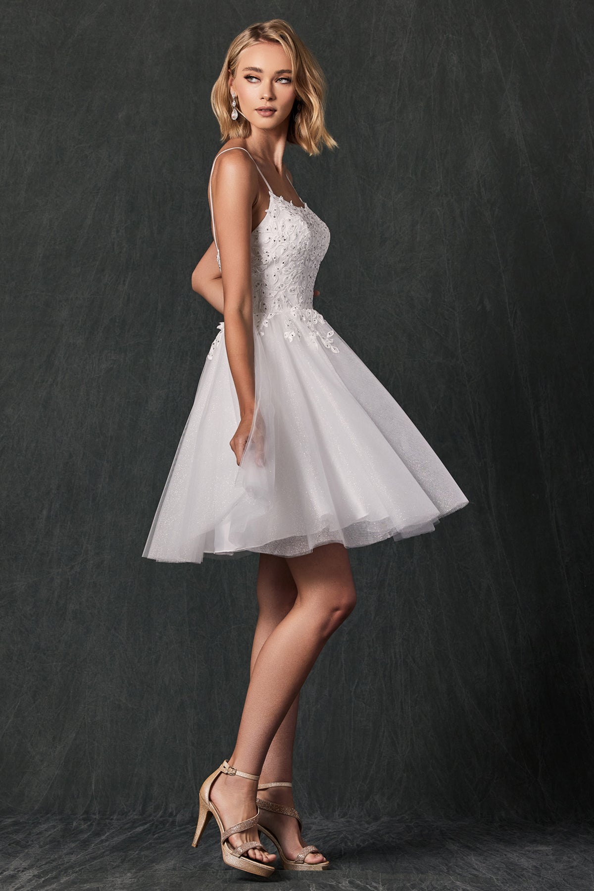 Juliet 860W Short Floral Applique Wedding Dress