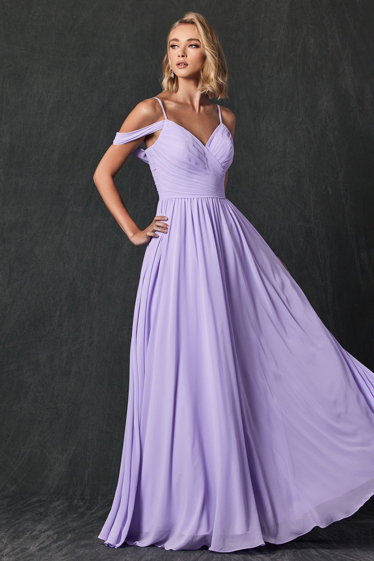Juliet 262 Fitted Long Formal Pleated Prom Dress