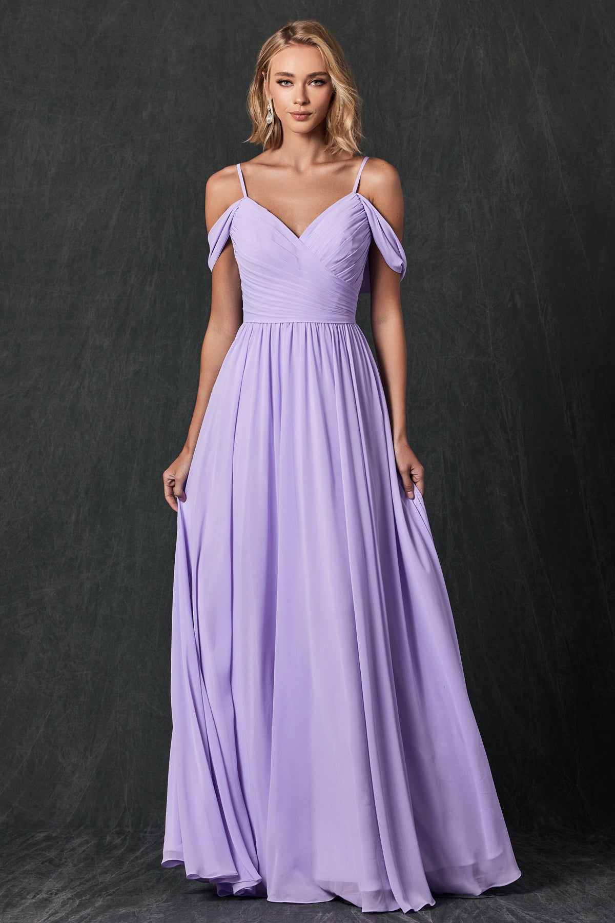 Juliet 262 Fitted Long Formal Pleated Prom Dress