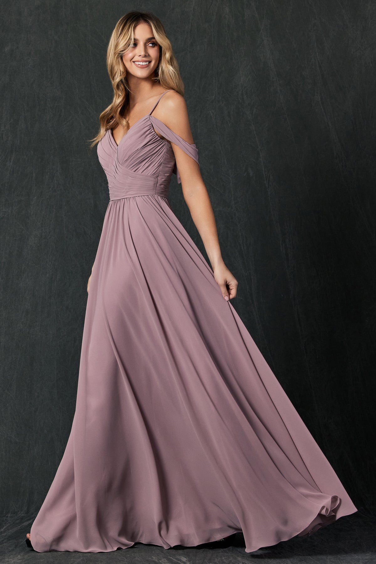 Juliet 262 Fitted Long Formal Pleated Prom Dress