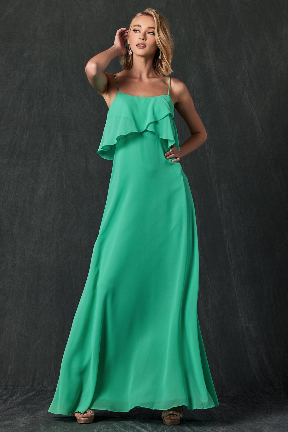 Juliet 591 Formal Long Prom Ruffle Dress