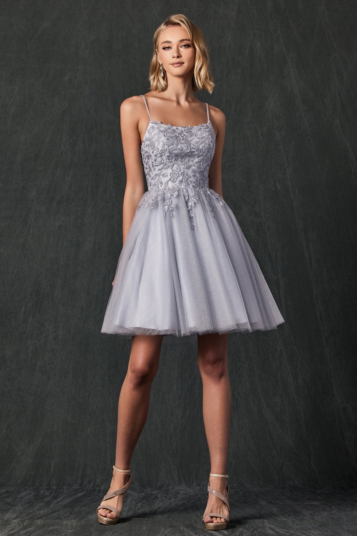 Cocktail Dresses A Line Short Cocktail Floral Dress Silver