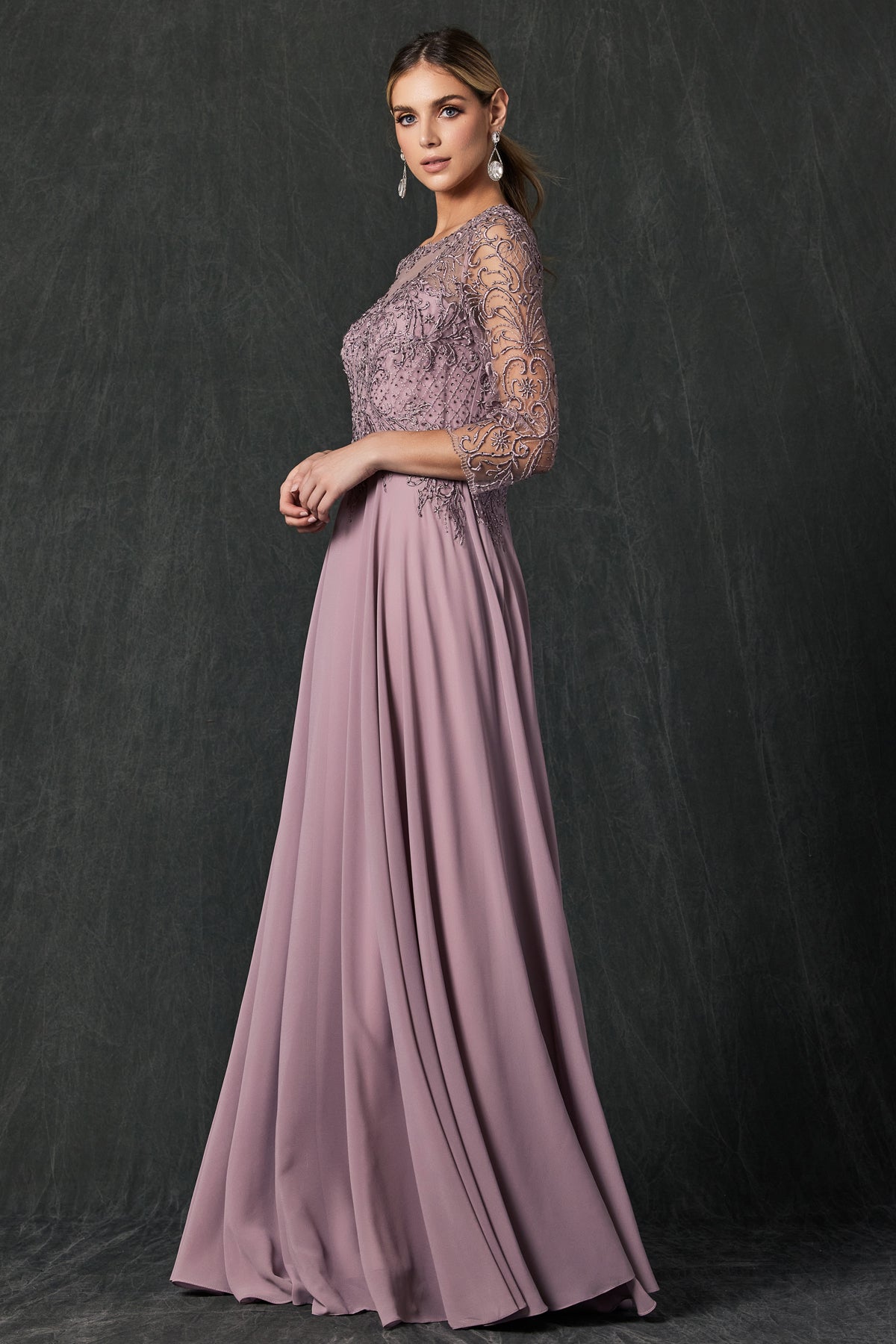 Juliet M11 Long Beaded Lace Formal Mother of the Bride Dress