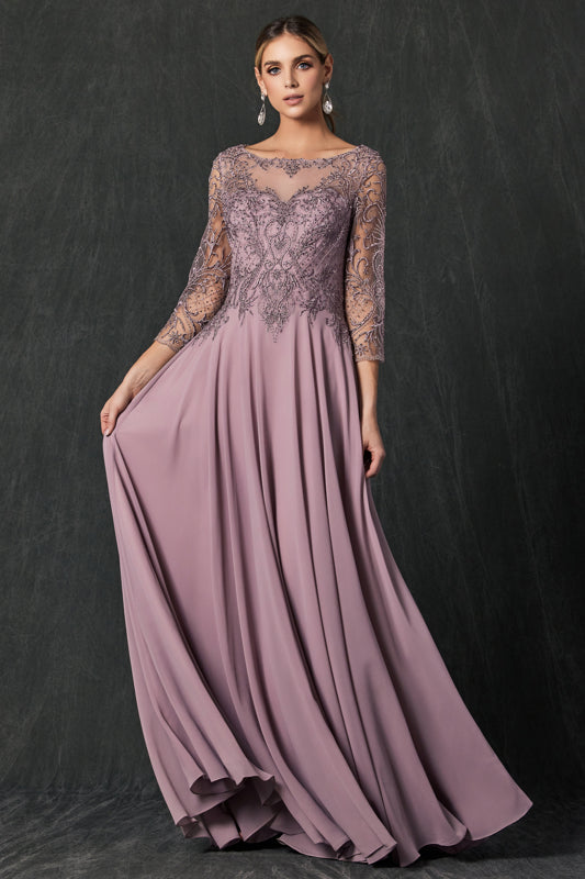Juliet M11 Long Beaded Lace Formal Mother of the Bride Dress