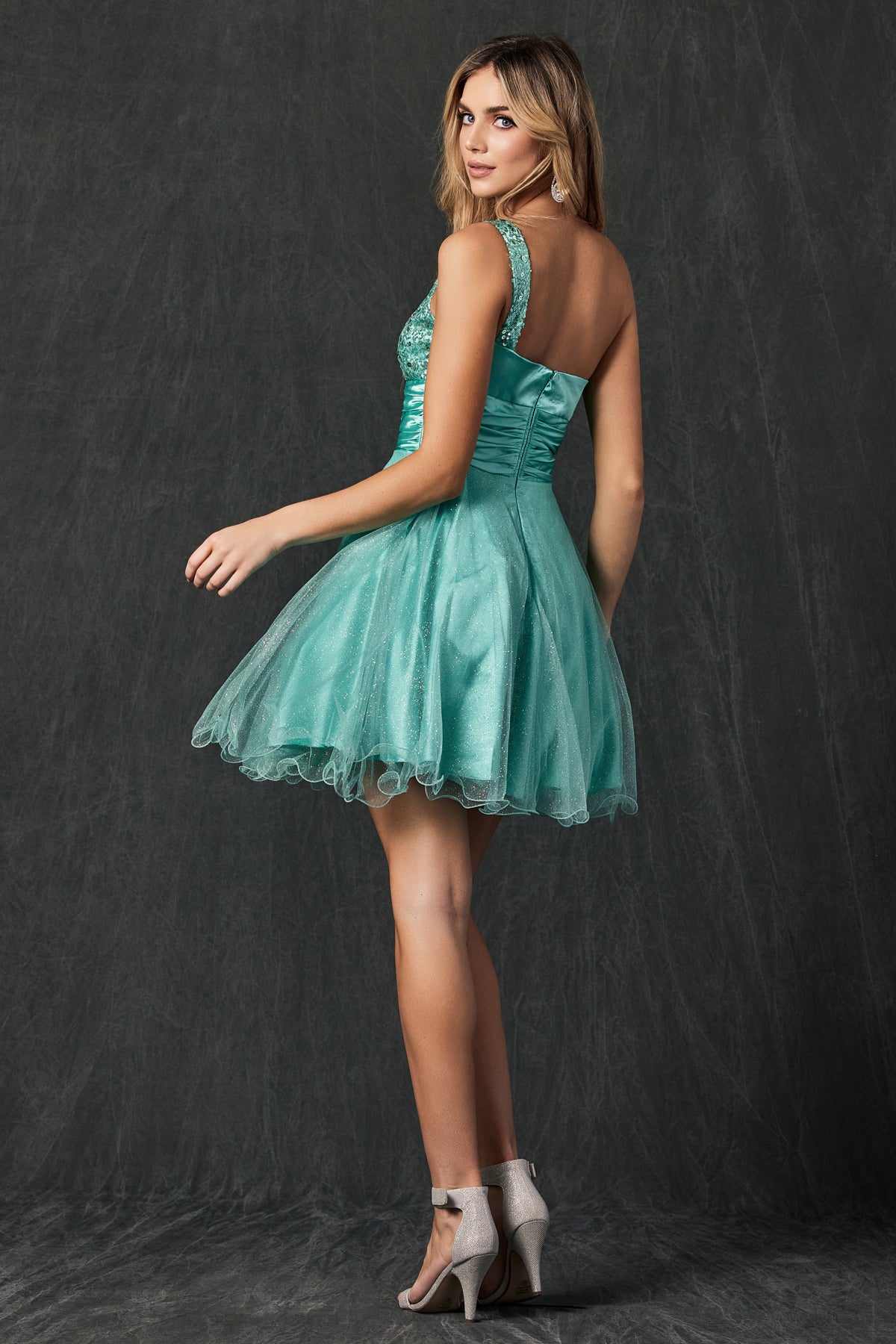 Juliet 733 Glitter Homecoming Short S Line Cocktail Dress