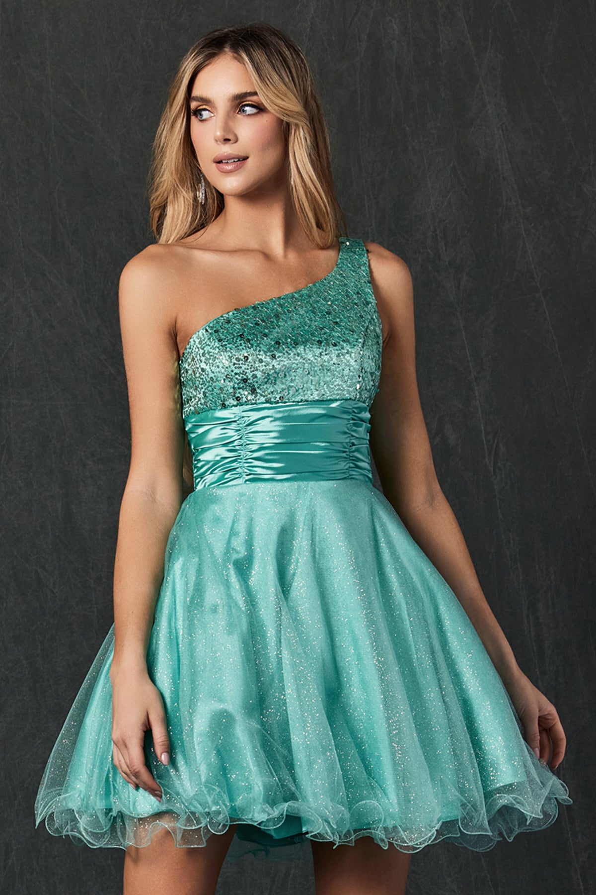 Juliet 733 Glitter Homecoming Short S Line Cocktail Dress