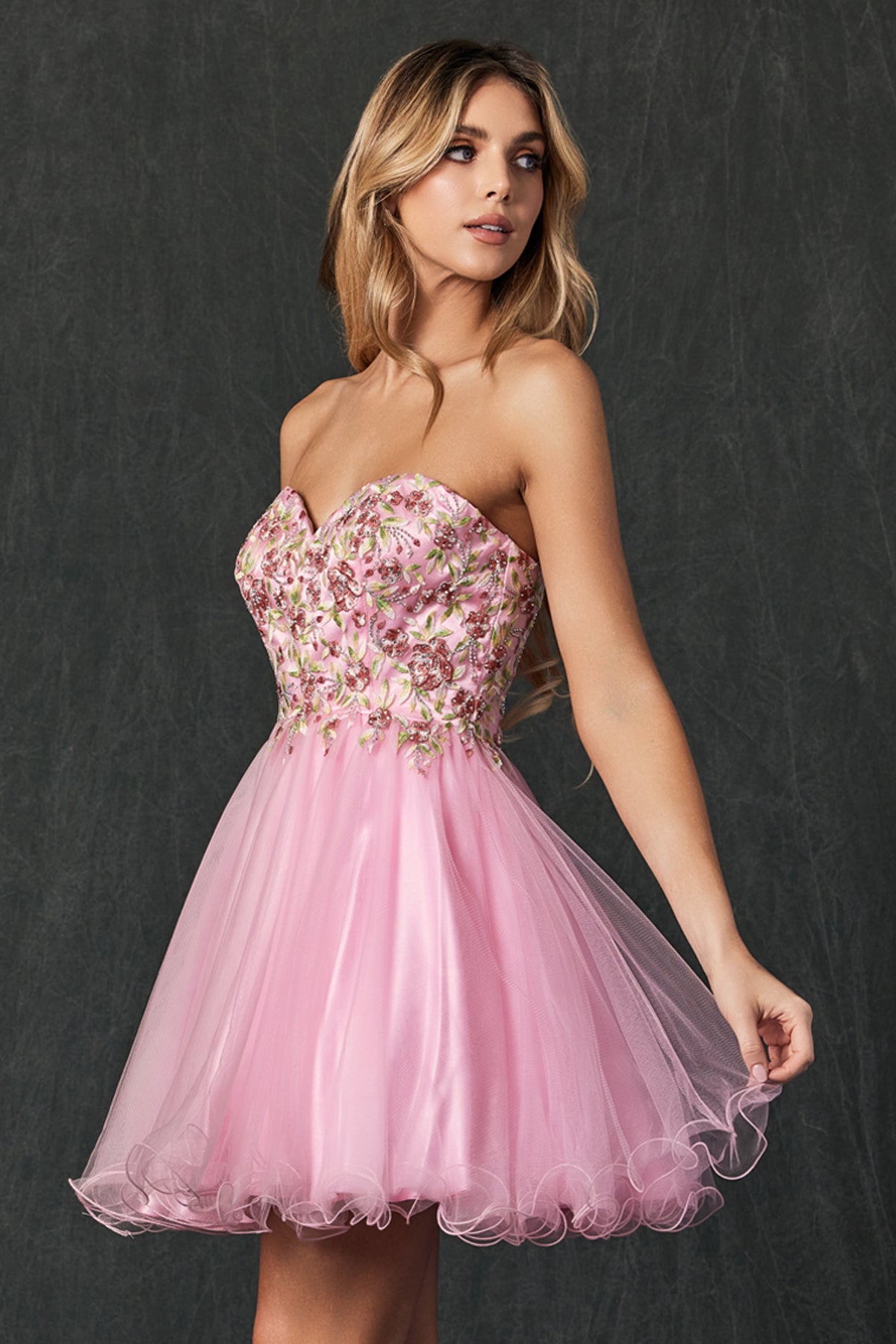 Juliet 788 Short A Line Homecoming Beaded Cocktail Dress