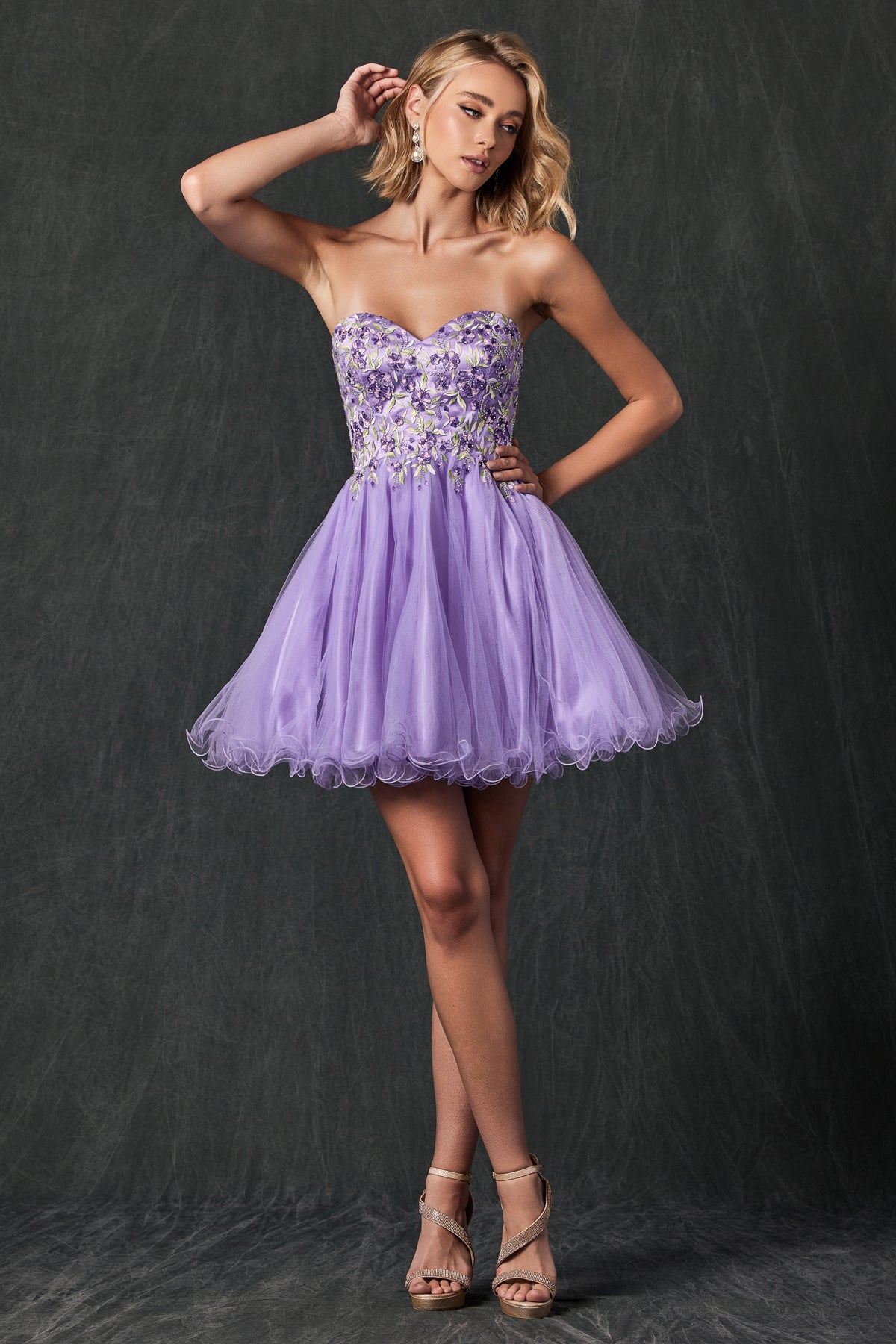 Juliet 788 Short A Line Homecoming Beaded Cocktail Dress