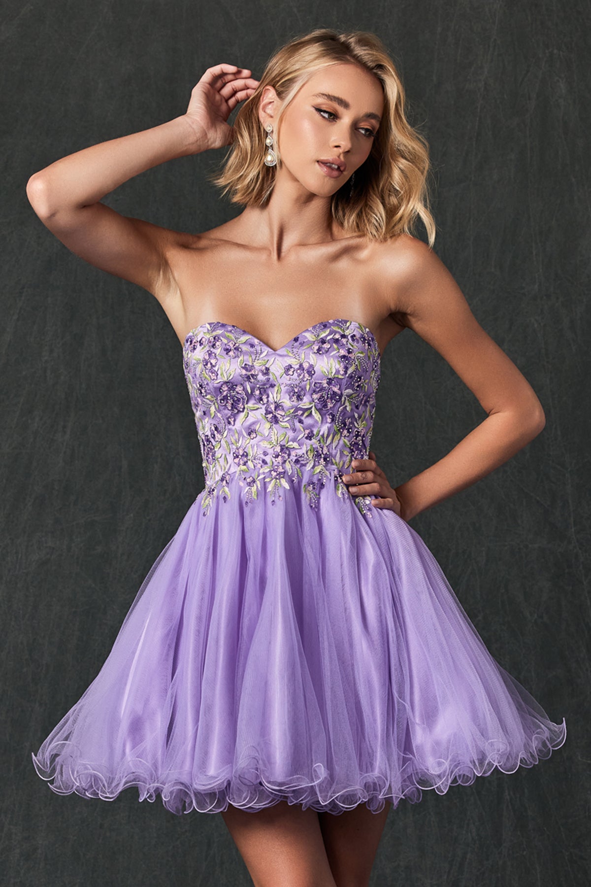 Juliet 788 Short A Line Homecoming Beaded Cocktail Dress