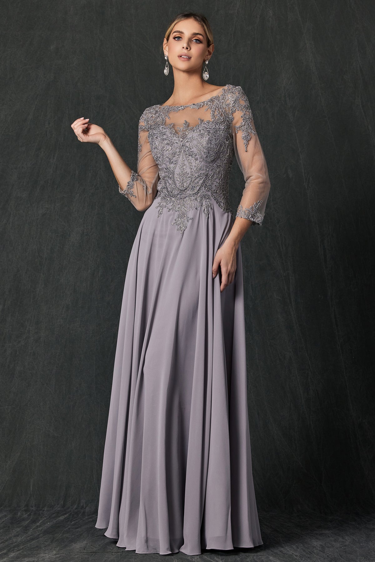 Juliet M12 Long Formal Mother of the Bride Lace Dress