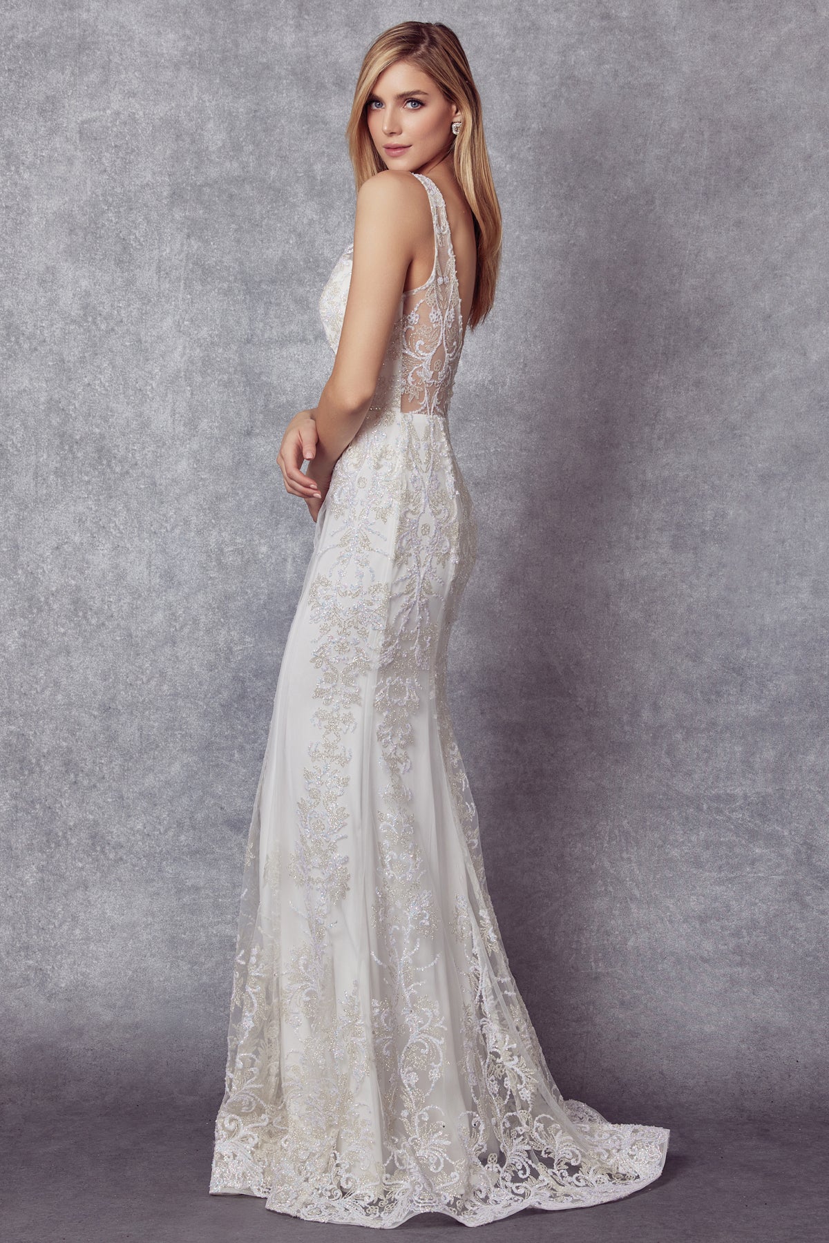 Juliet JT277W Glitter Long Mermaid Wedding Dress