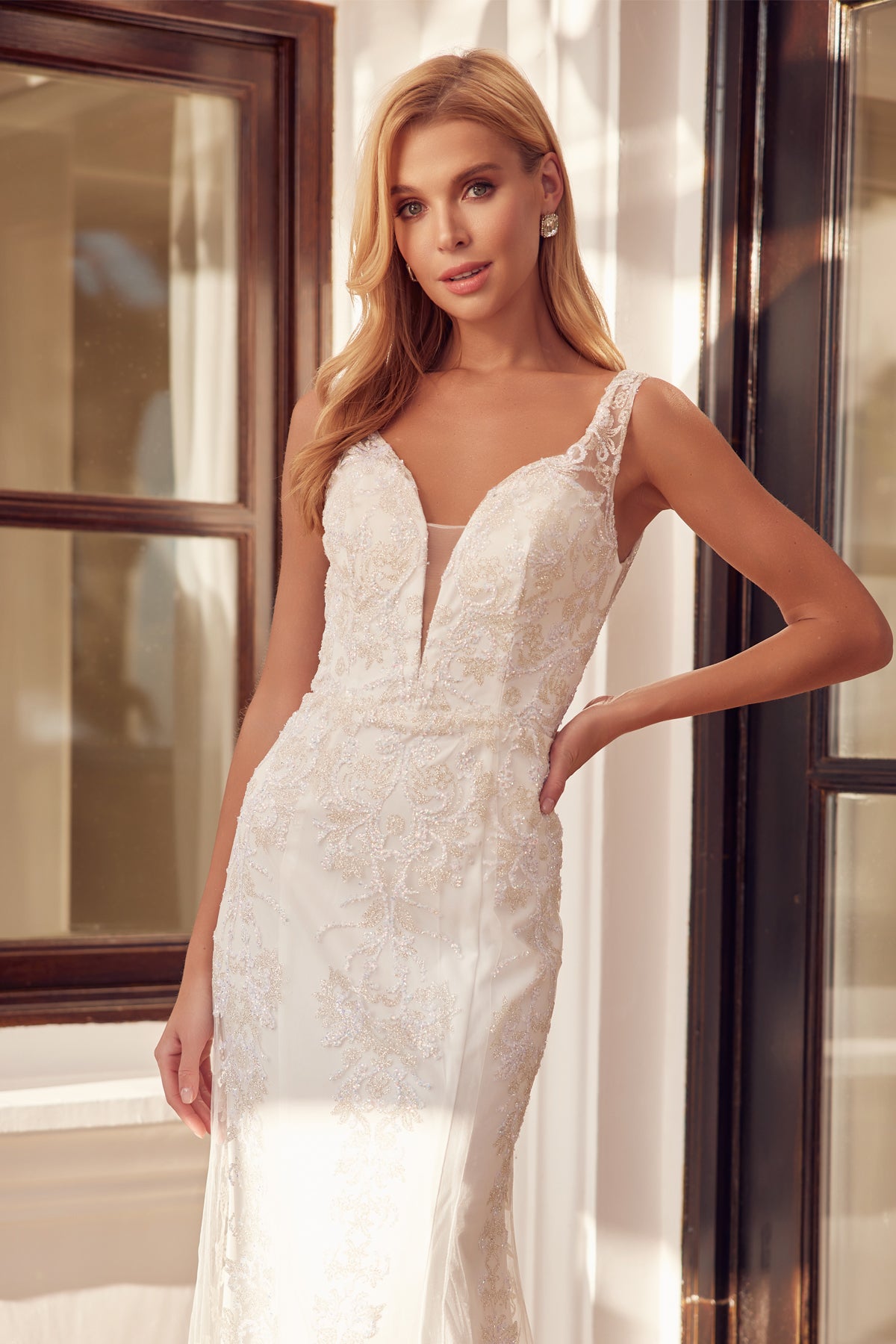 Juliet JT277W Glitter Long Mermaid Wedding Dress