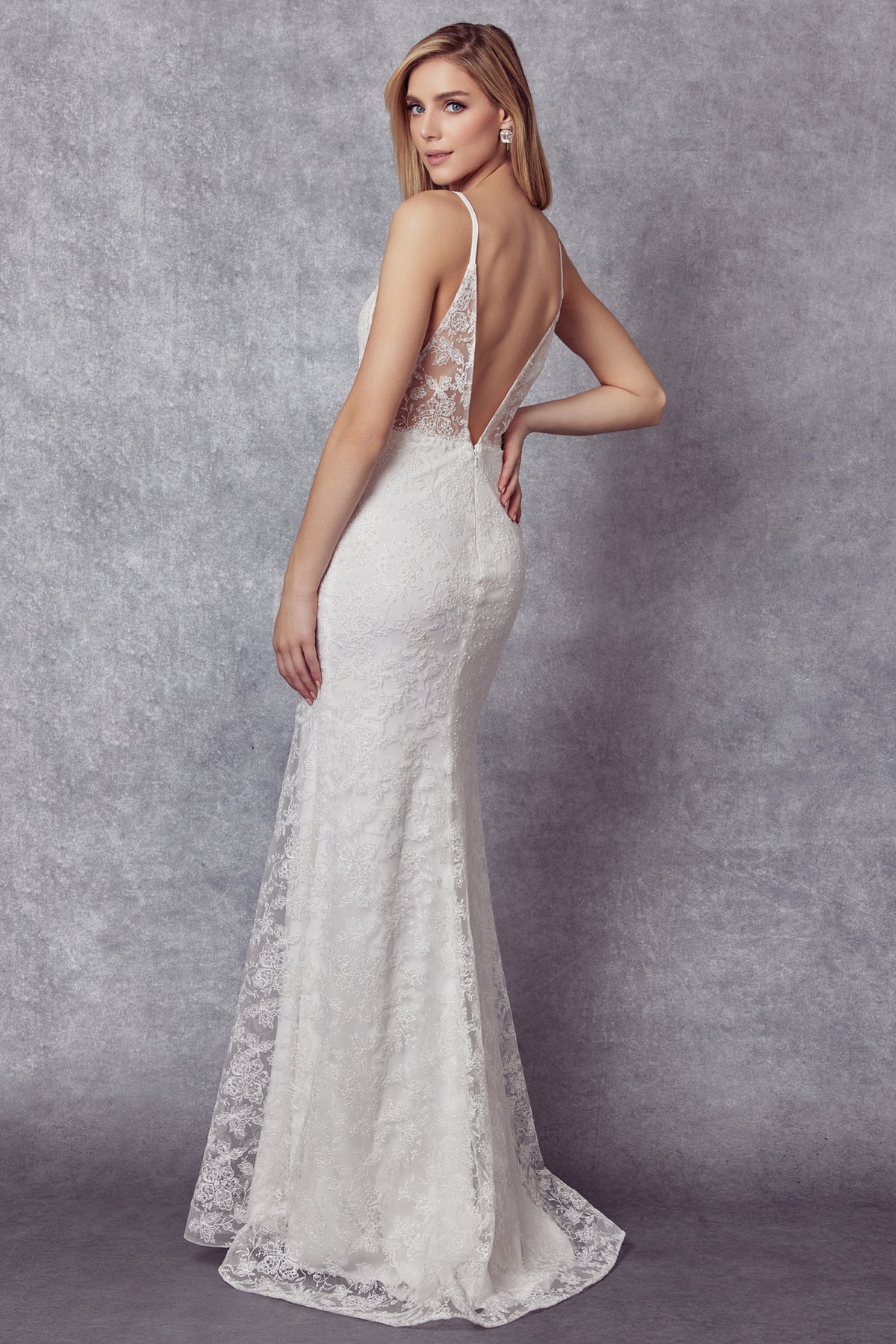 Juliet JT272W Long Bridal Gown Fitted Lace Wedding Dress