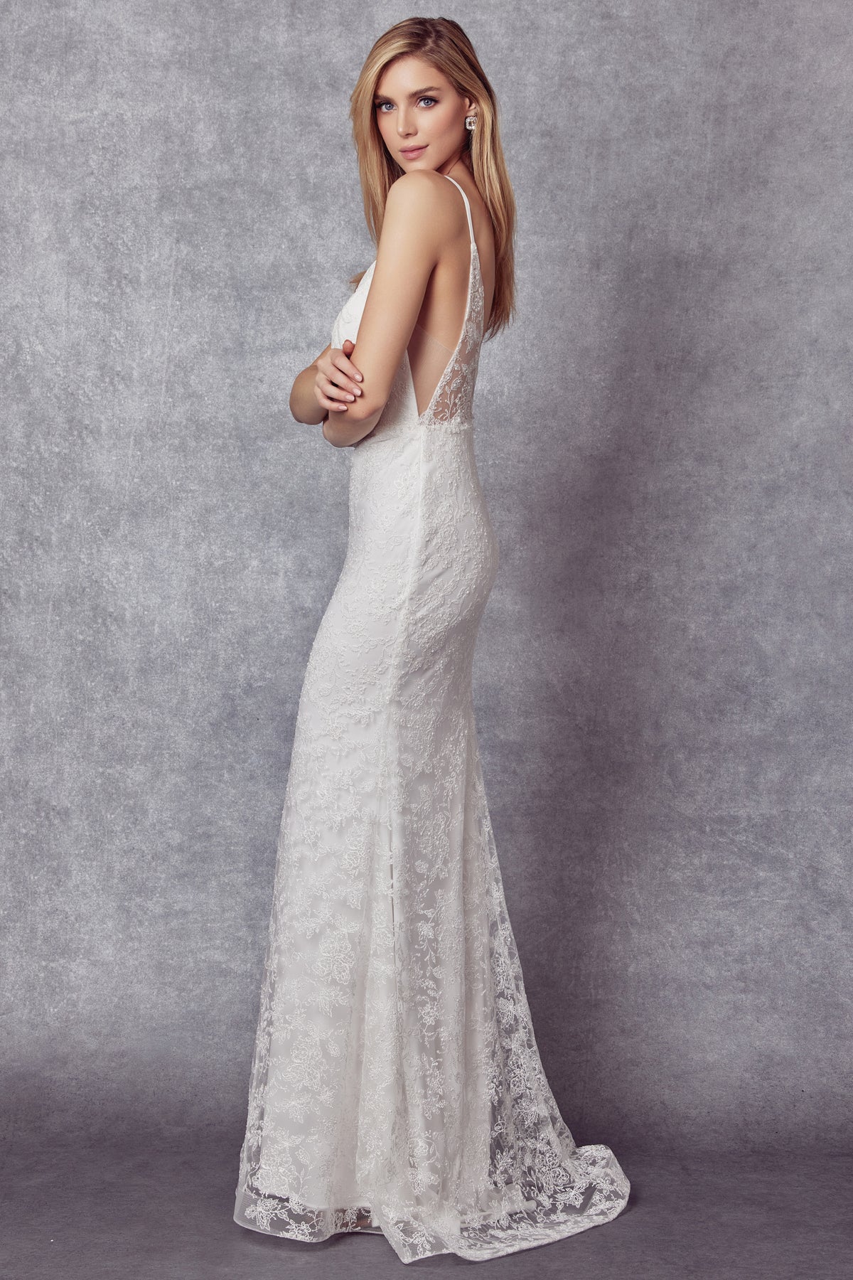 Juliet JT272W Long Bridal Gown Fitted Lace Wedding Dress