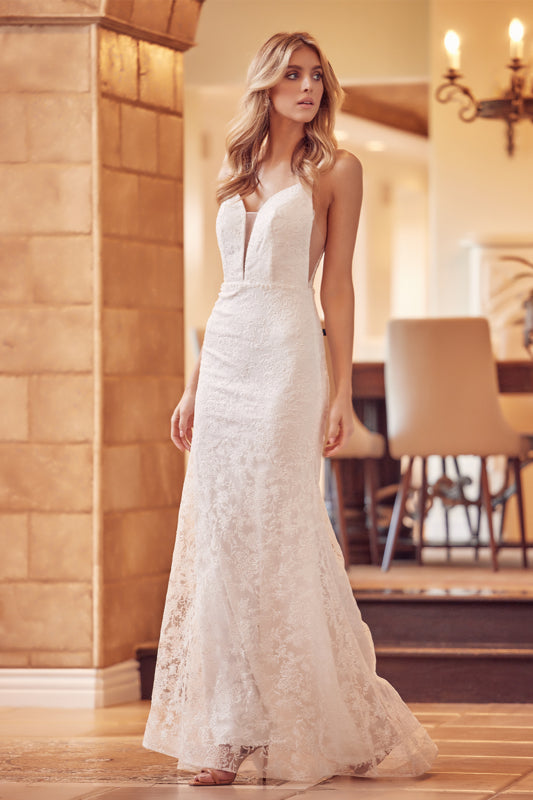 Juliet JT272W Long Bridal Gown Fitted Lace Wedding Dress