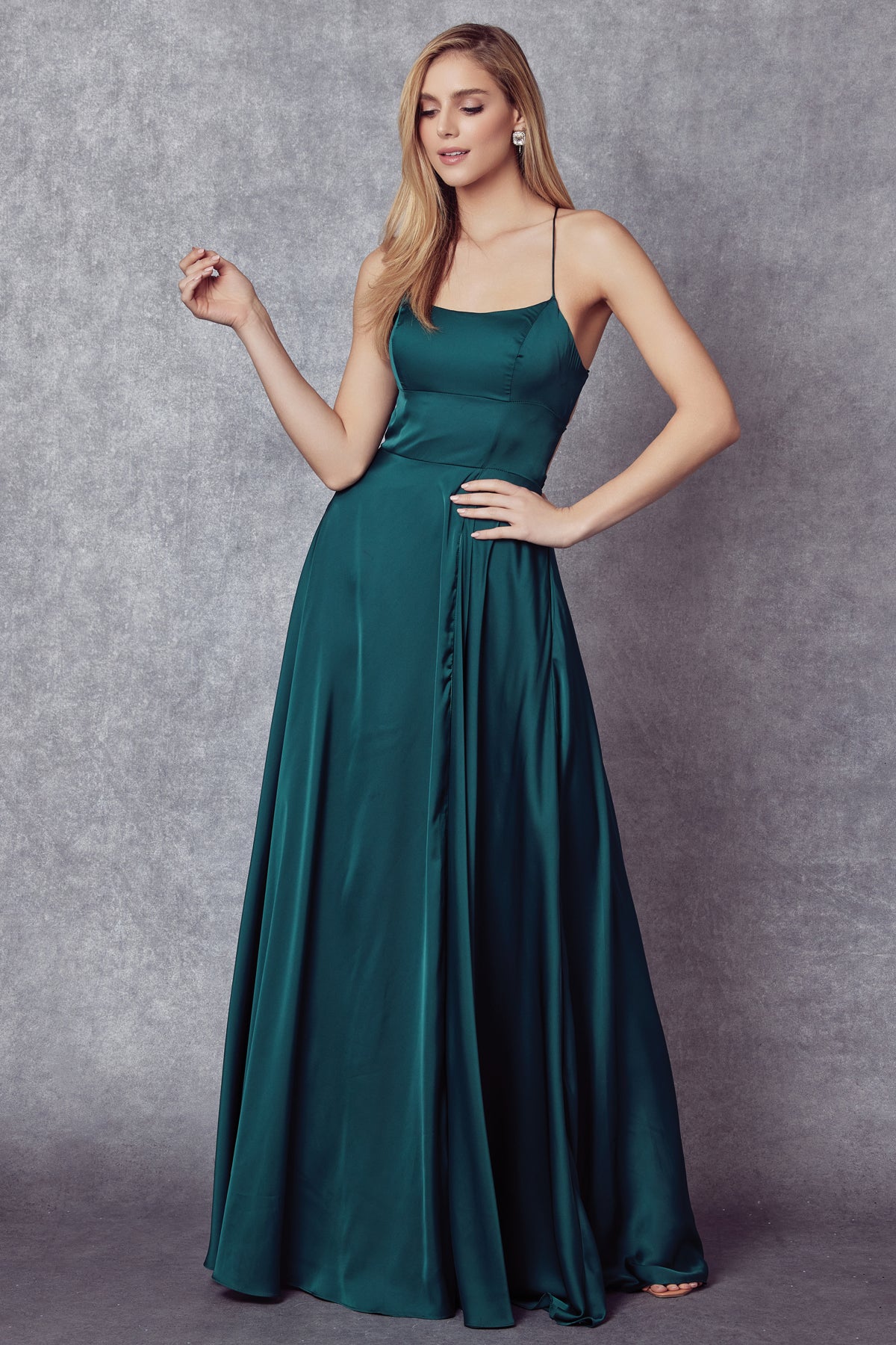 Juliet 278 Long A Line Formal Slit Prom Dress