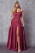Prom Dresses Long A Line Formal Slit Prom Dress Wine