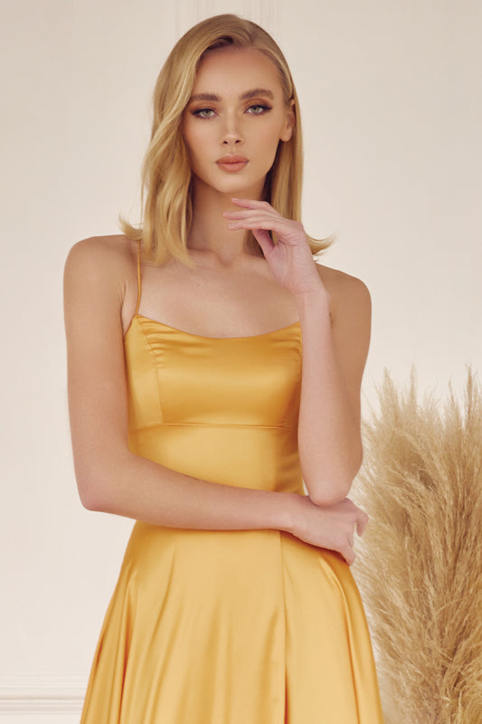 Juliet 278 Long A Line Formal Slit Prom Dress