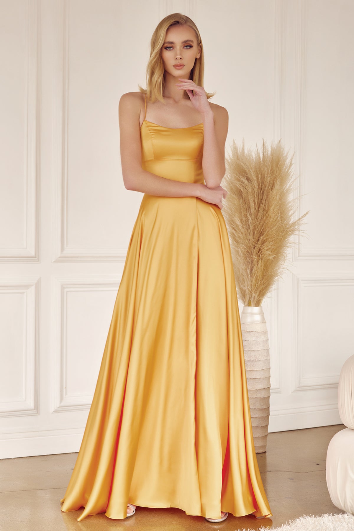 Juliet 278 Long A Line Formal Slit Prom Dress
