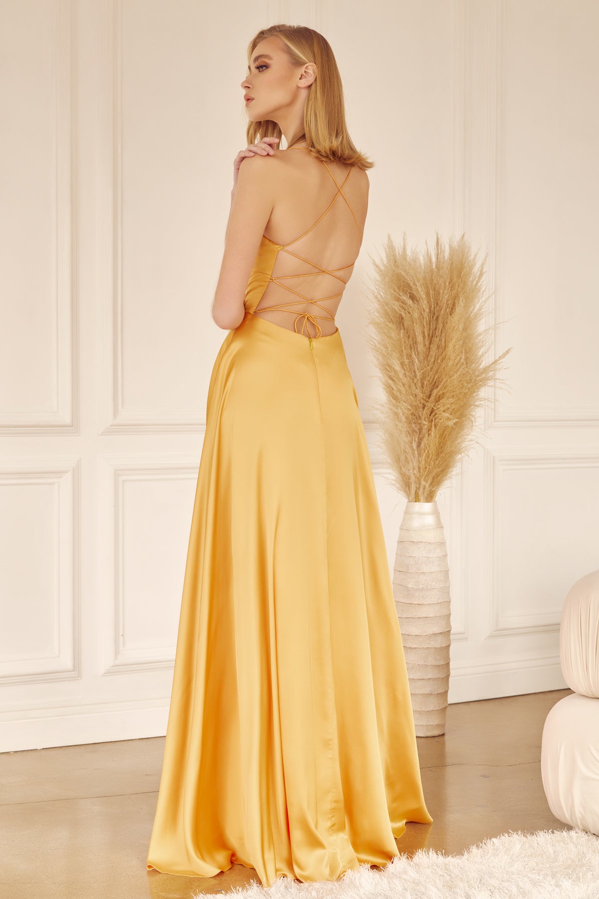 Juliet 278 Long A Line Formal Slit Prom Dress