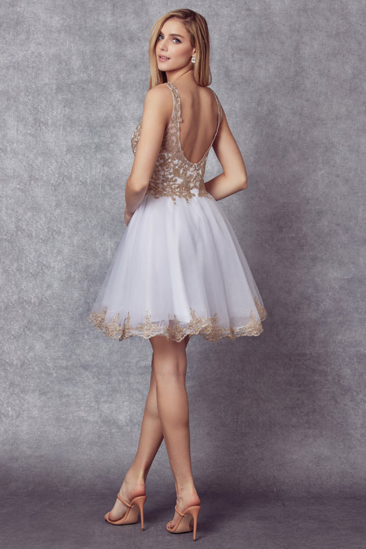 Cocktail Dresses Short A Line Cocktail Dress White/Gold