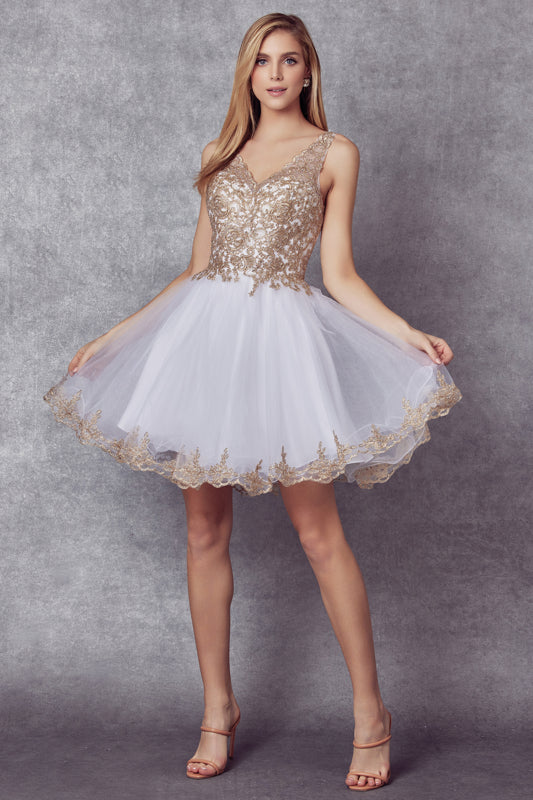 Juliet 835W Short A Line Cocktail Dress