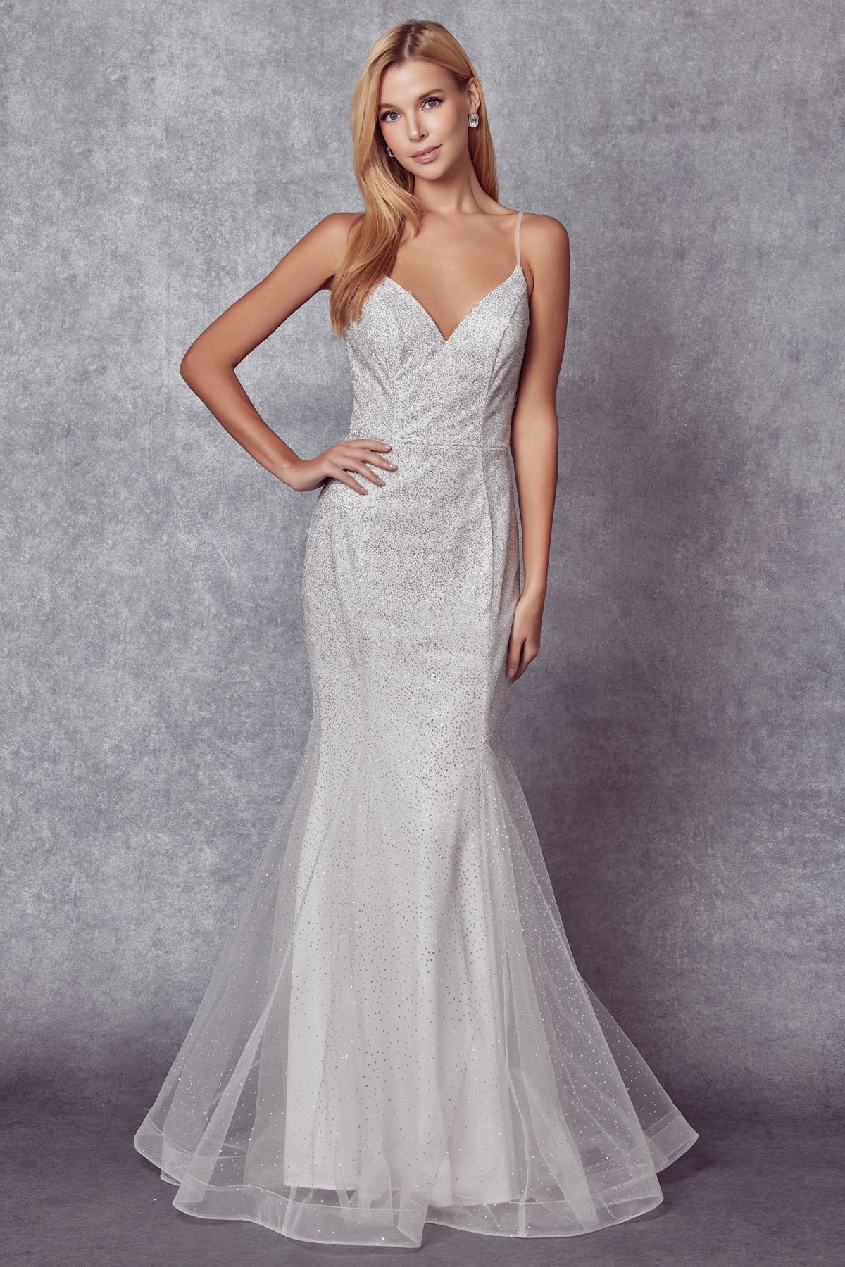 Juliet 271W Fitted Long Wedding Glitter Dress