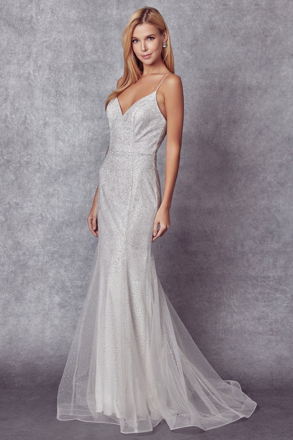 Juliet 271W Fitted Long Wedding Glitter Dress