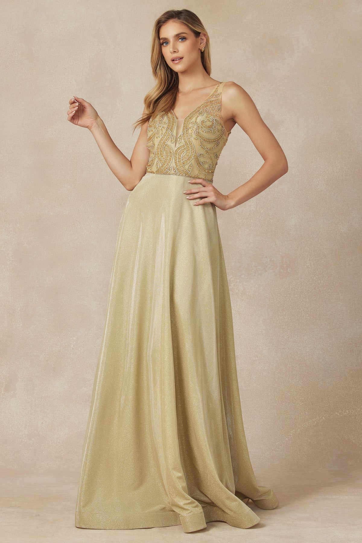 Juliet 699 Long A Line Formal Evening Prom Dress