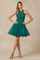 Homecoming Dresses Short Homecoming Fitted Cockail Beaded Dress  Emerald Green