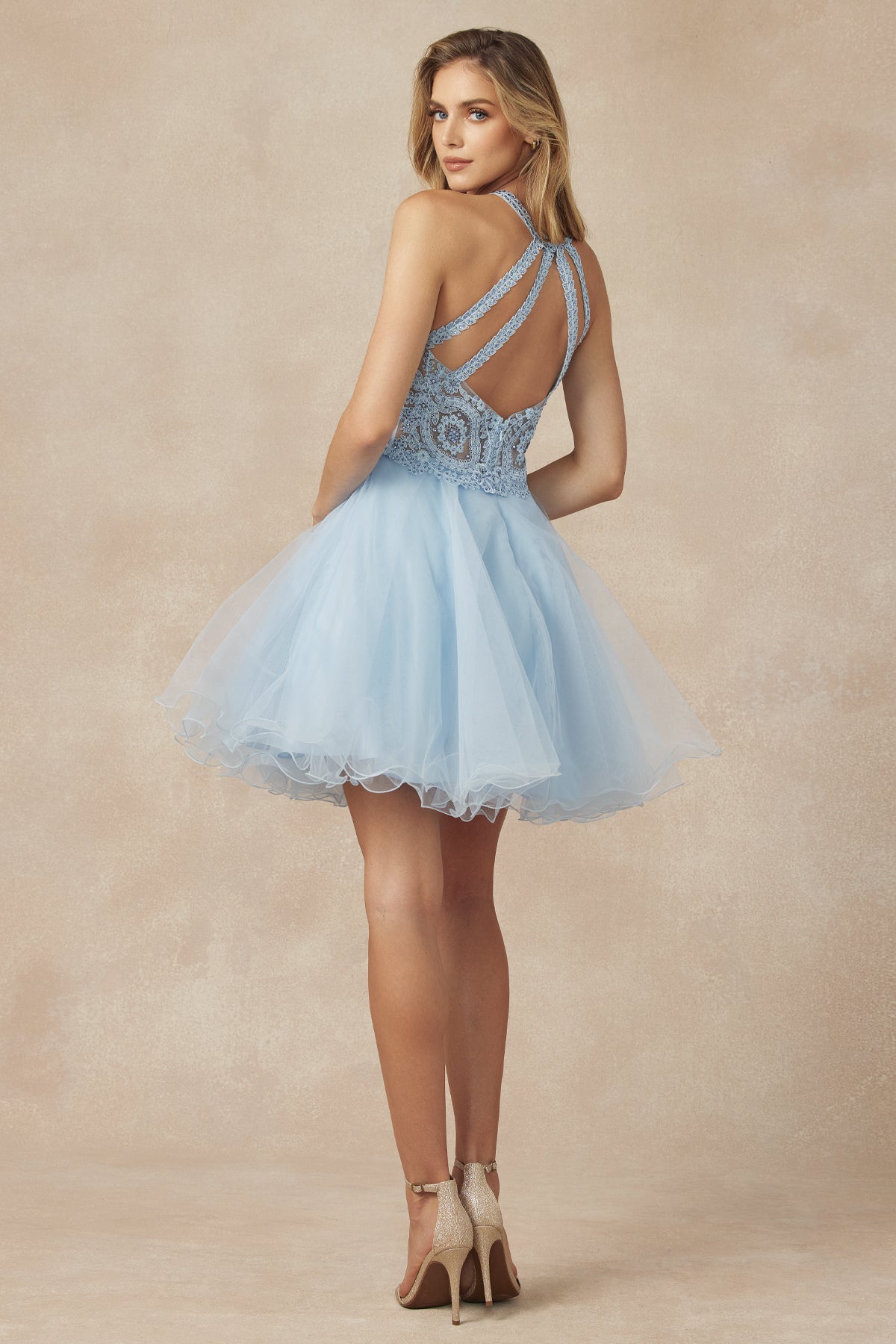 Homecoming Dresses Short Homecoming Fitted Cockail Beaded Dress Ice Blue
