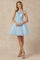 Homecoming Dresses Short Homecoming Fitted Cockail Beaded Dress Ice Blue